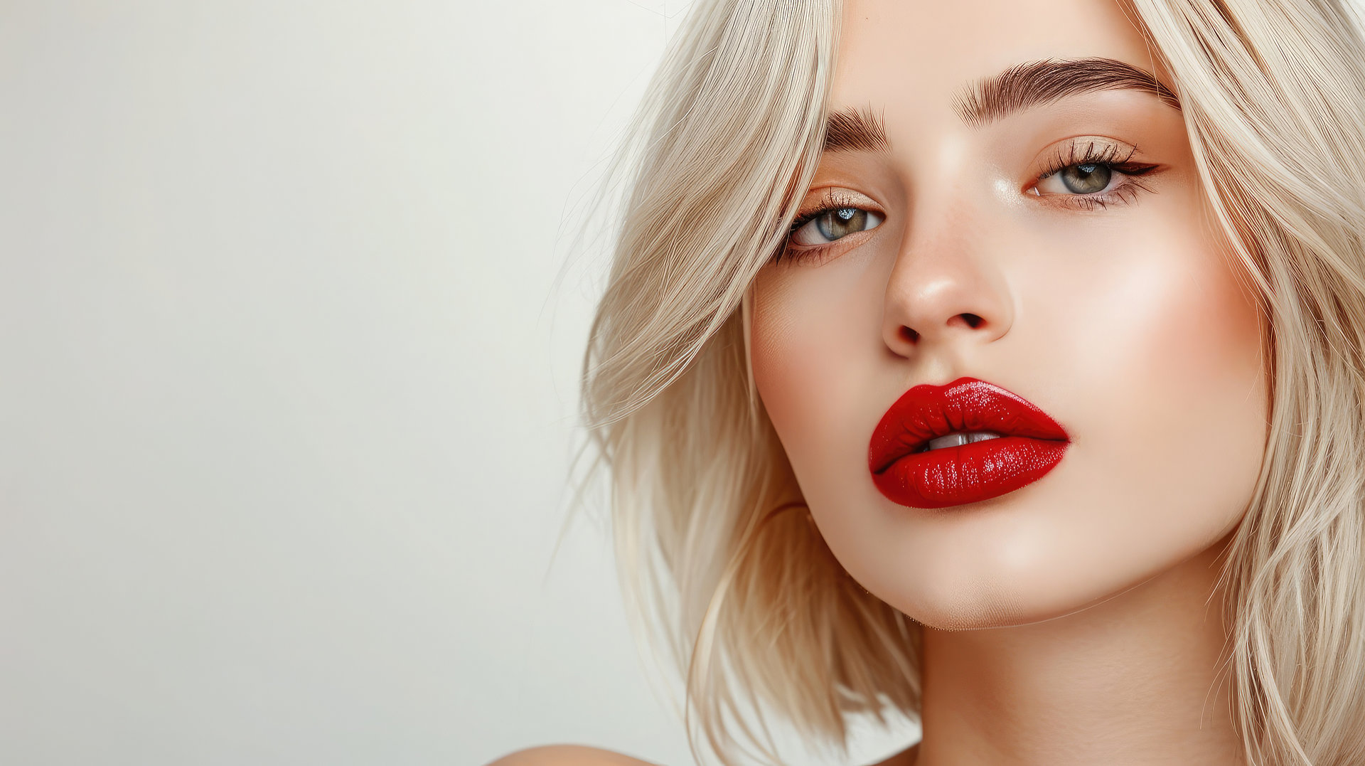 Woman with beautiful red lips